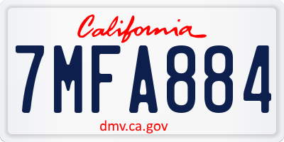 CA license plate 7MFA884