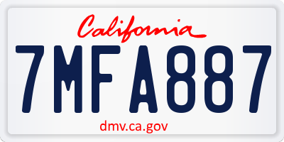 CA license plate 7MFA887