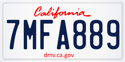 CA license plate 7MFA889