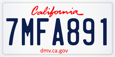 CA license plate 7MFA891