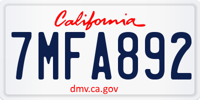 CA license plate 7MFA892