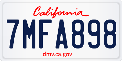CA license plate 7MFA898