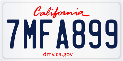 CA license plate 7MFA899