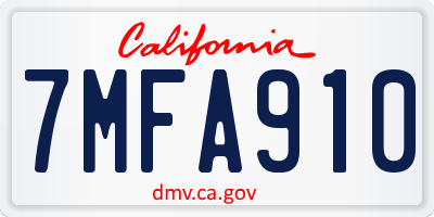 CA license plate 7MFA910