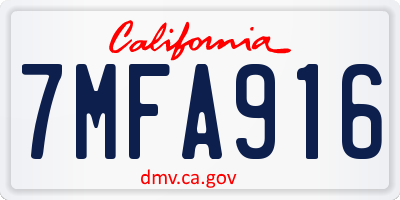CA license plate 7MFA916