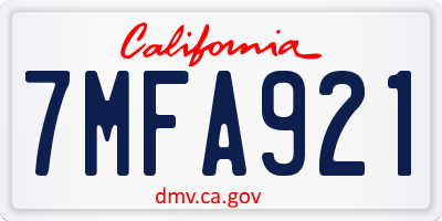 CA license plate 7MFA921