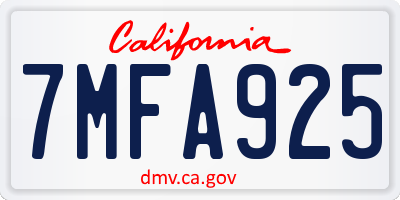 CA license plate 7MFA925