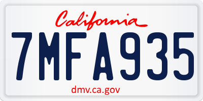 CA license plate 7MFA935