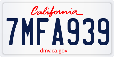 CA license plate 7MFA939
