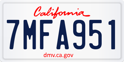 CA license plate 7MFA951