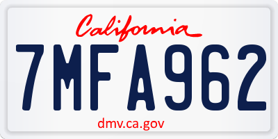 CA license plate 7MFA962
