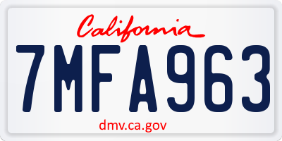 CA license plate 7MFA963