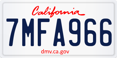 CA license plate 7MFA966