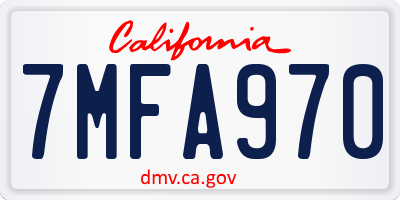 CA license plate 7MFA970