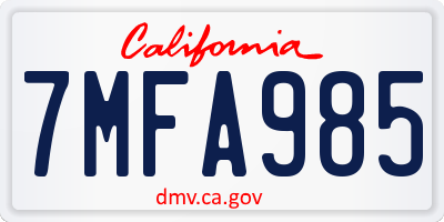 CA license plate 7MFA985