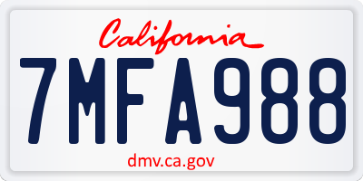 CA license plate 7MFA988
