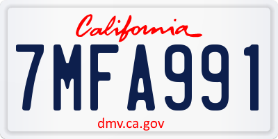 CA license plate 7MFA991