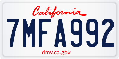 CA license plate 7MFA992
