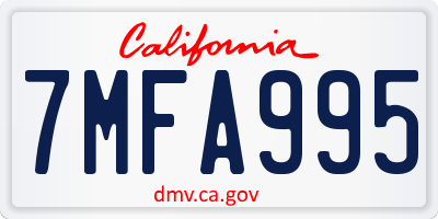 CA license plate 7MFA995