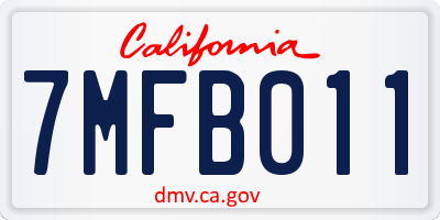 CA license plate 7MFB011