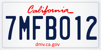 CA license plate 7MFB012