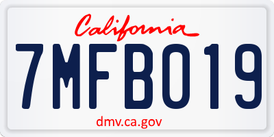 CA license plate 7MFB019