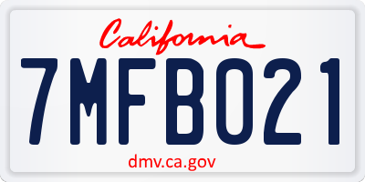 CA license plate 7MFB021