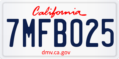CA license plate 7MFB025