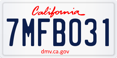 CA license plate 7MFB031