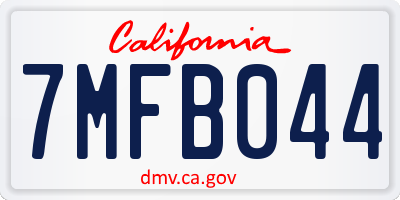 CA license plate 7MFB044