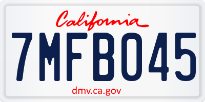 CA license plate 7MFB045