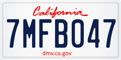 CA license plate 7MFB047