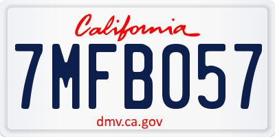 CA license plate 7MFB057
