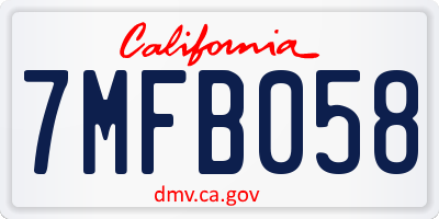 CA license plate 7MFB058