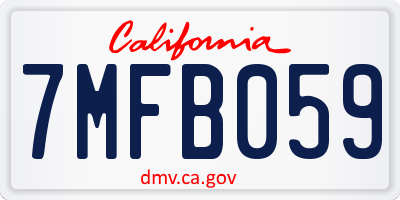 CA license plate 7MFB059