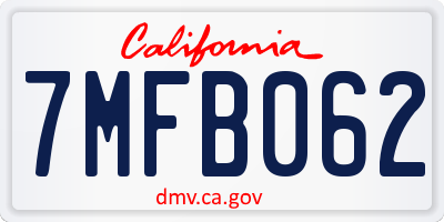 CA license plate 7MFB062