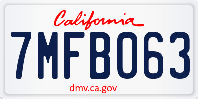 CA license plate 7MFB063