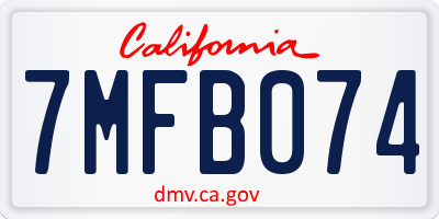 CA license plate 7MFB074