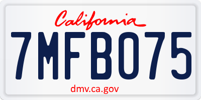 CA license plate 7MFB075