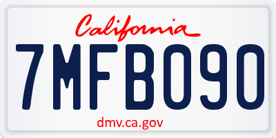 CA license plate 7MFB090