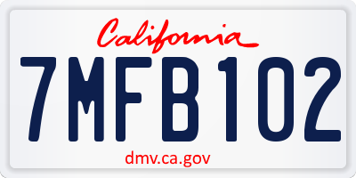 CA license plate 7MFB102