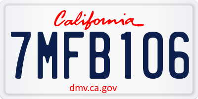 CA license plate 7MFB106