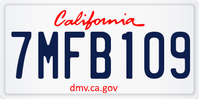 CA license plate 7MFB109