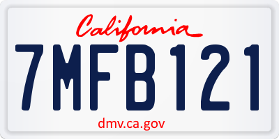 CA license plate 7MFB121