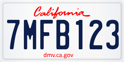 CA license plate 7MFB123