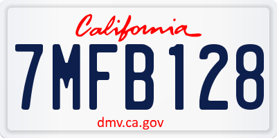 CA license plate 7MFB128