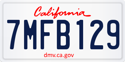 CA license plate 7MFB129