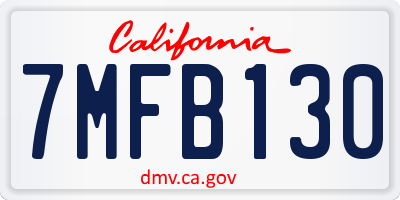 CA license plate 7MFB130