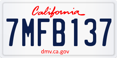 CA license plate 7MFB137