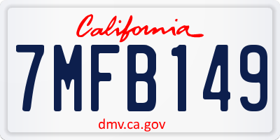 CA license plate 7MFB149
